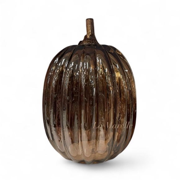 Large Glass Pumpkin Amber - Threshold - Picture 4 of 4